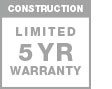 limited five year garage door construction warranty