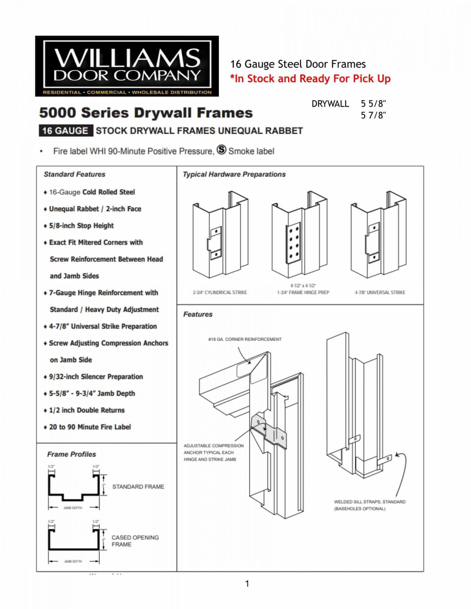 hollow metal 5000 series drywall frames